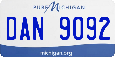 MI license plate DAN9092