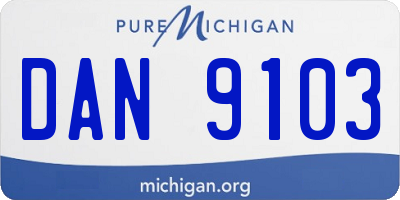 MI license plate DAN9103
