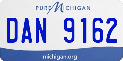 MI license plate DAN9162