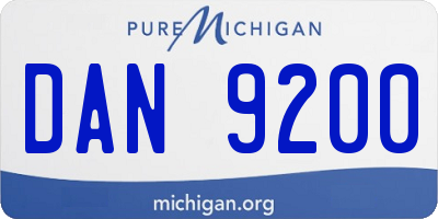 MI license plate DAN9200