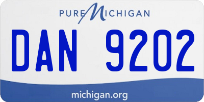 MI license plate DAN9202