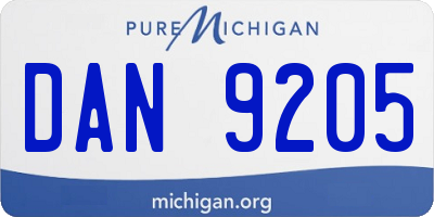 MI license plate DAN9205