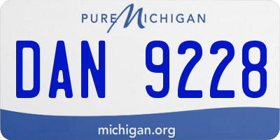 MI license plate DAN9228