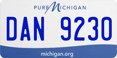 MI license plate DAN9230