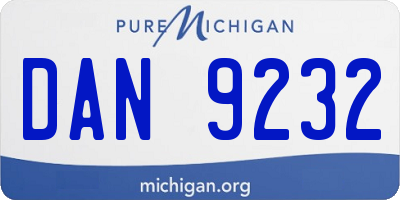 MI license plate DAN9232
