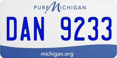 MI license plate DAN9233