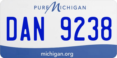 MI license plate DAN9238