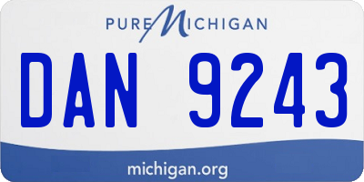 MI license plate DAN9243