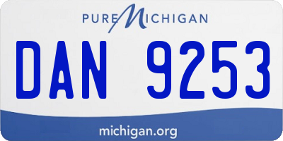 MI license plate DAN9253