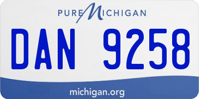 MI license plate DAN9258