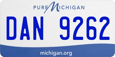 MI license plate DAN9262