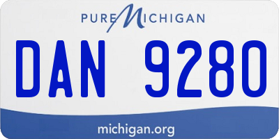 MI license plate DAN9280