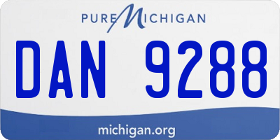 MI license plate DAN9288