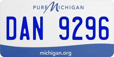 MI license plate DAN9296
