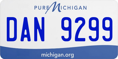 MI license plate DAN9299