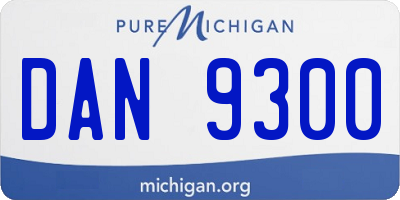 MI license plate DAN9300