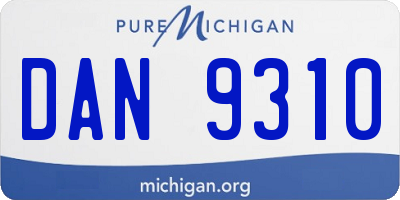 MI license plate DAN9310