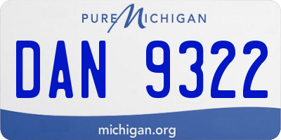 MI license plate DAN9322