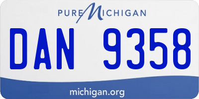 MI license plate DAN9358