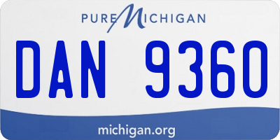 MI license plate DAN9360