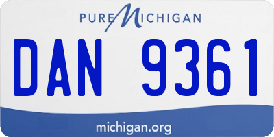 MI license plate DAN9361