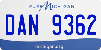 MI license plate DAN9362