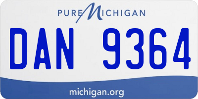 MI license plate DAN9364