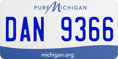MI license plate DAN9366