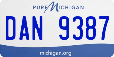 MI license plate DAN9387
