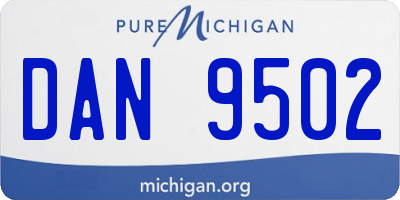 MI license plate DAN9502