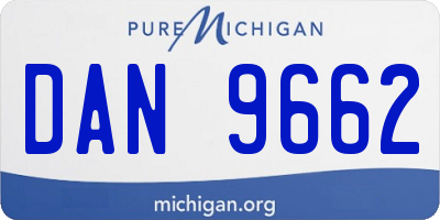 MI license plate DAN9662