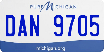 MI license plate DAN9705