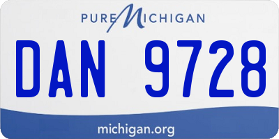 MI license plate DAN9728