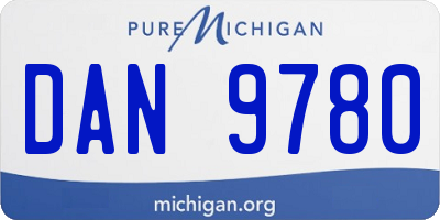 MI license plate DAN9780