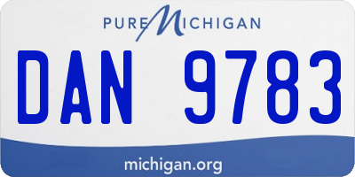 MI license plate DAN9783