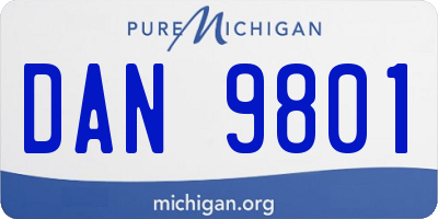MI license plate DAN9801