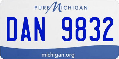 MI license plate DAN9832