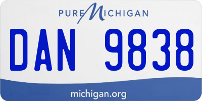 MI license plate DAN9838