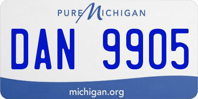 MI license plate DAN9905