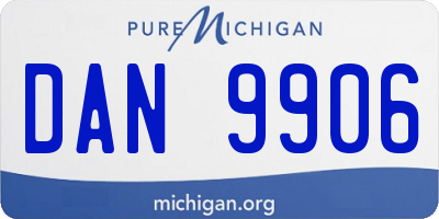 MI license plate DAN9906