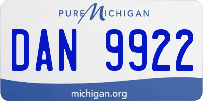MI license plate DAN9922