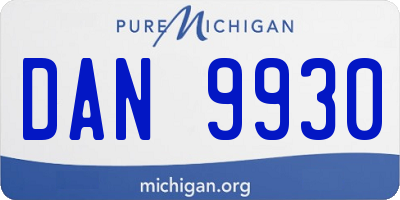 MI license plate DAN9930