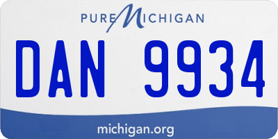 MI license plate DAN9934