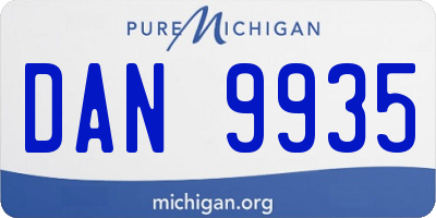 MI license plate DAN9935