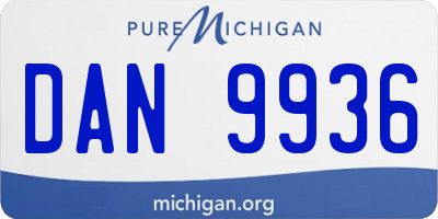 MI license plate DAN9936