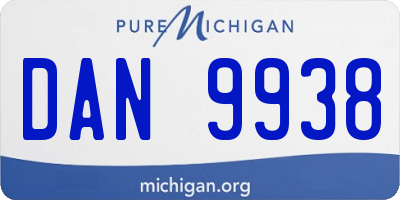 MI license plate DAN9938