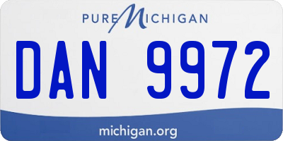 MI license plate DAN9972