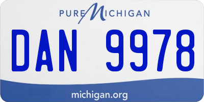 MI license plate DAN9978