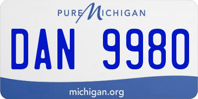 MI license plate DAN9980