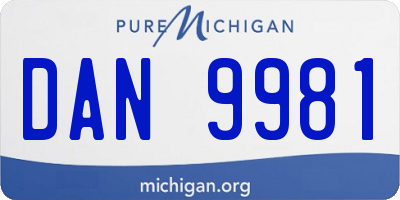 MI license plate DAN9981